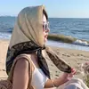 Lenço Grande de Seda 90cm Borboleta da Selva Azul para Mulheres Lenço Versátil Primavera e Outono Presente para Mãe Xale para Idosos