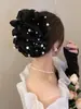 2026 Nuevo Estilo Pinza para el Cabello con Lazo Grande de Terciopelo Rojo, Accesorio para el Cabello para Niñas, Tocado de Princesa Nupcial de Borla de Alta Gama