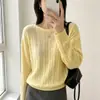 Suéter Vintage de Tricô com Tranças para Mulheres 2026 Outono/Inverno Novo Pulôver Manga Longa Camisa Base Urso de Mel Lã Quente Suéter Top