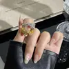 Anel Feminino Francês de Fita Irregular Amarrada com Zircônia Novo Estilo Totalmente Pavimentado Zircônia Quadrada de Corte Princesa Exquisito Versátil Aberto Ajustável