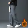Pantalones Casuales Nuevos de Otoño e Invierno Transfronterizos para Hombre Rectos Holgados de Pana con Forro Polar Cálidos de Pierna Ancha Deportivos Largos