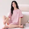 Pijama de Algodón Modal Ligero y Refrescante de Venta Caliente en Verano para Mujer, Shorts de Manga Corta, Algodón Fresco y Cómodo, Conjunto Dulce de Ropa para el Hogar