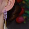 Aretes de Tuerca de Trigo de Circonita Púrpura para Mujer Aretes Largos con Borla Chapados en Oro Aretes de Alta Gama Fangyuan Hipoalergénicos