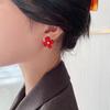 Pendientes Vintage de Acrílico con Flor Roja Pendientes de Moda Moderna Europeos y Americanos Pendientes de Diseño Simple de Nicho para Mujer