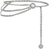 Cadena de cintura transfronteriza de Amazon con colgantes redondos, Vestido decorativo de chica de moda, Cinturón de metal elegante dorado y plateado, Versátil