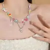 Doce Querido(a)! Colar Colorido com Laço e Franja para Mulheres, Corrente de Clavícula com Design de Nicho, Acessório Doce e Descolado para Hot Girl, Venda por Atacado