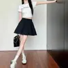 Falda Corta de Encaje Blanco para Mujer, Verano Dulce Estilo Francés de Cintura Alta Adelgazante Floral Línea A Ballet Volantes