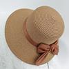 Sombrero de Paja con Protección Solar para Mujer de Ala Ancha Sombrilla de Playa Sombrero de Playa Verano Exterior Transpirable Lazo Sombrero para el Sol