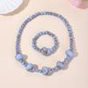 Jóias infantis fofas acrílico imitação turquesa desenho animado menina colar pulseira desenho animado pêssego coração colar pulseira conjunto