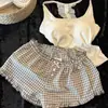 Pijama de Camisola de Encaje Blanco Crudo Estilo Coreano Sin Glee para Mujer, Estilo Verano, Conjunto de Ropa de Casa Cómodo y Amigable con la Piel