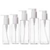 Botella de loción PET transparente de 100-250ml botella de plástico para loción corporal Champú Botella con bomba botella cosmética embalaje Xumin