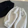 Pantalones deportivos casuales de otoño e invierno para niños, corte holgado, ropa de invierno para niños y niñas, cintura elástica, pantalones hasta el tobillo, ropa infantil, pantalones largos con forro polar
