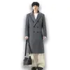 Exclusivo para comercio transfronterizo Abrigo de Lana Doble Botonadura para Hombre Estilo Largo Hasta la Rodilla Forro Desmontable de Pluma de Ganso Abrigo de Lana