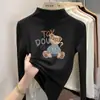 Y2313# camiseta de veludo de manga comprida para meninas, blusa de base, outono e inverno, novas roupas casuais infantis, camiseta estilo estrangeiro
