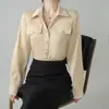 Camisa Branca de Manga Longa Estilo Francês para Mulheres 2026 Outono Novo Design Chique Top