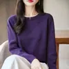 Suéter de Punto de Algodón Puro Nuevo Estilo Otoño e Invierno, Engrosado, Holgado, Estilo Coreano Casual, Diseño Sencillo de Ganchillo, Camiseta Básica para Mujer