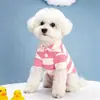 Roupas para Pet Verão Camisa Polo Listrada Fina Filhote Pequeno Schnauzer Camiseta Roupas para Cachorro Marca de Roupas Tendência