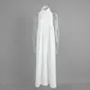 Vestido Camisa Largo Transfronterizo Estilo Europeo y Americano Primavera/Verano 2026 Nuevo Vestido sin Mangas con Cuello de Solapa Vestido de Algodón Puro para Mujer