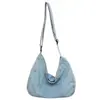 Bolsa Transversal Grande de Sarja Lavada Vintage Versátil Casual Unissex Bolsa de Ombro Transversal Tendência Cool para o Dia a Dia Esportes para Mulheres