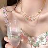 Colar de Contas Stone Shell Champagne para Mulheres Little Red Book Mesmo Estilo Design Colar Corrente Chanel Estilo All-match Clavícula Cadeia