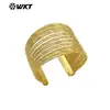 Wt-Jf356 Pulsera Brazalete Grande Abierta con Forma de Alambre Dorado Texturizado Personalizado de Latón Joyería Vintage para Niñas