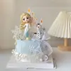 Elsa Elsa Decoración de Pastel de Princesa Adorno de la Reina de Hielo y Nieve Hecho a Mano Olaf Castillo Tarjeta Plug-In de Cumpleaños
