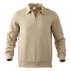 Ropa de Hombre Transfronteriza Amazon Retro Americano Sudadera Pesada de Otoño Jacquard Manga Larga Solapa Media Cremallera Top para Hombre