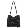Bolsa de Lona con Lazo de Nuevo Estilo Coreano Dulce y de Moda de Gran Capacidad Bolsa Tote para Ir a Clase Bolso de Hombro para Mujer