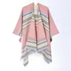 Chal de Punto Rayado con Borlas Engrosado para Otoño e Invierno, Chal Bufanda Cálida con Borlas, Accesorio Cálido de Moda Jacquard Rayado