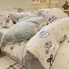 Juego de Cuatro Piezas de Terciopelo de Leche Invierno Espesado Franela de Vellón Coral Ropa de Cama Dormitorio Juego de Tres Piezas