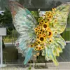 Decoración de ventana de exhibición de flores artificiales de mariposa gigante, soporte de mariposa floral, flor decorativa para accesorios de fotos y exhibición