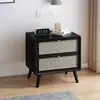 Mesita de noche de ratán, color cerezo de madera maciza, minimalista moderno nórdico creativo mini nuevo modelo 2025 armario de almacenamiento, mesita de noche
