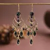 Nuevos Pendientes Étnicos Estilo Gota de Agua Abanico de Yunnan, Rosa y Morado, Suministro de Amazon, Pendientes de Aleación Vintage, Pequeños Accesorios