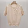 Suéter de Tricô de Manga Curta Estilo Coreano Redutor de Idade para Mulheres, Blusa de Tricô Tendência Soltinha de Verão Versátil para o Trabalho