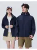 Chaqueta impermeable con impresión de logo personalizado, ropa de trabajo para equipo corporativo, chaqueta con capucha para hombre, chaqueta fina de otoño para empresa