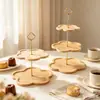 Bandeja de postre transfronteriza de bambú y madera, bandeja para pastel de boda, bandeja de dulces multicapa para sala de estar, bandeja para bocadillos y frutas, soporte para exhibición de postres