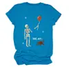 Camiseta feminina independente da Amazon, da moda, única e divertida, com caveira "well shit", balão, rosa, gola redonda e manga curta