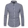 Camisas de Moda para Hombre de Primavera y Otoño Transfronterizas, Camisas de Manga Larga, Camisas de Poliéster Rayadas Casuales para Hombre