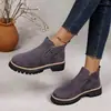Botines cortos estilo europeo y americano con doble cremallera, acabado esmerilado, textura rugosa y suelas gruesas, simples y versátiles para ir al trabajo, botines Chelsea para mujer de comercio exterior