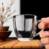 Taza de té de vidrio resistente al calor con asa, Engrosada, Taza simple para el hogar, Cuenco de té, Taza de maestro, Juego de té Kung Fu, Resistente a altas temperaturas