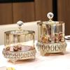 Pote de Cristal de Luxo Leve Estilo Europeu para Sala de Estar e Sala de Jantar, Caixa de Armazenamento de Ornamento Decorativo Multifuncional, Bomboniere