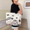 Bolsa de Lona Cartoon Fofa Coreana para Mulheres com Bom Acabamento Bolsa de Ombro com Zíper para Estudantes Indo para a Aula Bolsa de Grande Capacidade Bolsa Tote