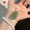 Collar con Colgante de Aventurina Natural de la Paz Jade Jade de Seda Dorada Colgante de la Paz para Hombres y Mujeres Venta al por Mayor