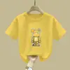 2380# Camiseta de Algodón de Manga Corta para Niños, Holgada, Versátil, Nueva de Primavera y Verano, Sudadera Superior para Niños Medianos y Grandes