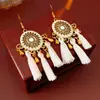 Pendientes de Borla de Hilo de Algodón con Forma de Diamante y Goteo de Aceite Estilo Bohemio, Ganchos para Orejas Estilo Étnico Vintage, Pendientes Elegantes de Nicho de Gama Alta