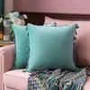 Amazon Explosions Fronha de Almofada com Franjas de Cor Sólida Suave na Borda Decorativa para Sofá da Sala de Estar Casa