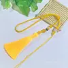 Bolsa Colgante Redonda Pequeña Tejida a Mano con Cuerda, Borla y Correa de Muñeca, Accesorio para Bolso Hanfu Brocado Song, Venta al por Mayor en Stock