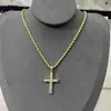 Comercio Exterior Transfronterizo Joyería Hip-Hop Europea y Americana Zirconia Cúbica Completa Sólido Versátil Colgante de Cruz Collar de Personalidad de Moda