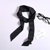 Bufanda de Seda Delgada con Lunares Negros al por Mayor Transfronteriza Estilo Coreano Elegante Bufanda Flotante Cinta para la Cabeza Accesorios para Camisas Atados