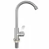 Grifo de cocina de acero inoxidable para uso doméstico, con caño de cuello de cisne giratorio, apto para lavabo, fregadero y lavabo para verduras, a prueba de salpicaduras, agua fría solamente